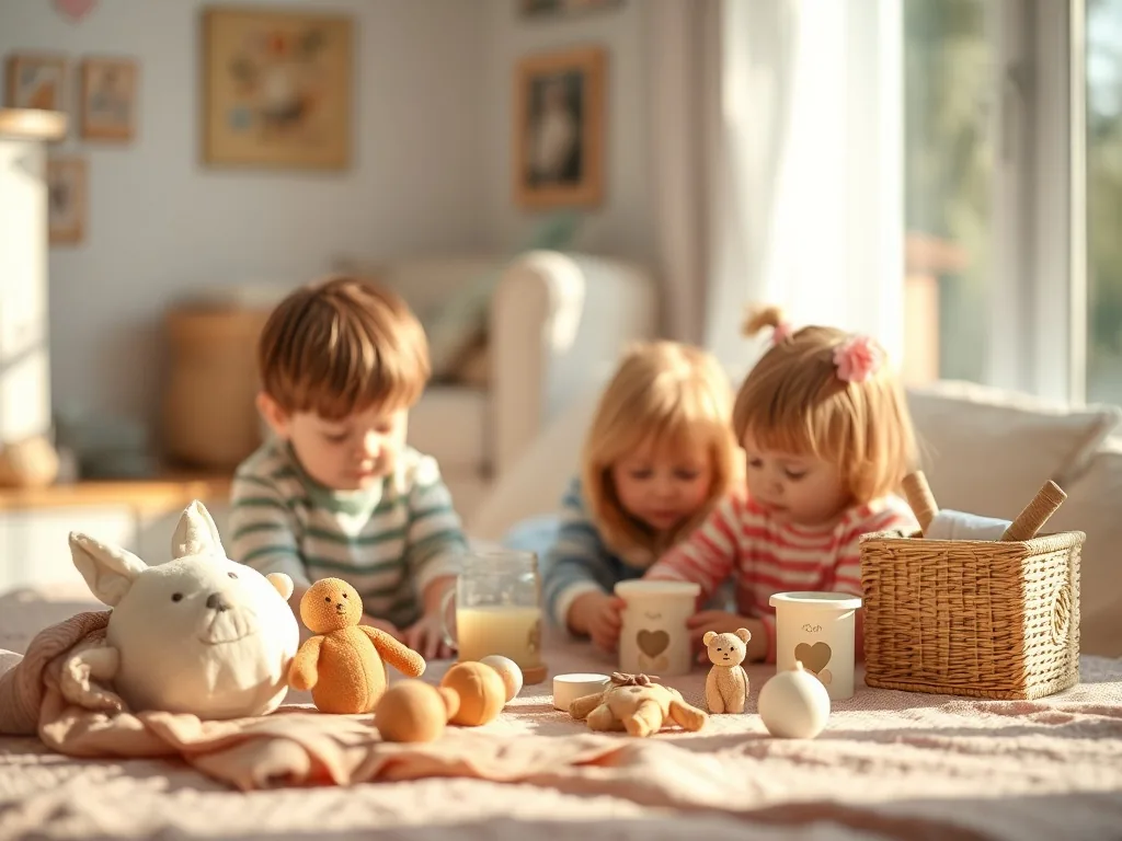 Deux petites maisons en pâte autodurcissante peintes en blanc cassé et posées sur une table en bois, à côté d'un pinceau et d'un pot de peinture.